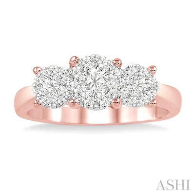 1 Ctw Lovebright Round Cut Diamond Ring in 14K Rose and White Gold