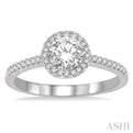 1/5 Ctw Round Shape Semi-Mount Round Cut Diamond Engagement Ring in 14K White Gold