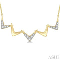 1/6 Ctw Connecting V-shape Round Cut Diamond Necklace in 10K Yellow Gold