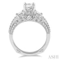 3/8 Ctw Diamond Square Shape Semi-Mount Engagement Ring in 14K White Gold