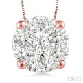 1/3 Ctw Lovebright Round Cut Diamond Pendant in 14K Rose and White Gold with Chain