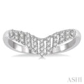 1/6 Ctw Chevron Cut Round Diamond Grill Ladies Ring in 10K White Gold