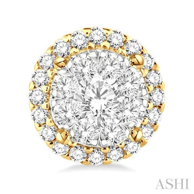 1 1/2 Ctw Lovebright Round Cut Diamond Earrings in 14K Yellow and White Gold