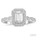 1/5 Ctw Octagonal Shape Lattice Semi-Mount Diamond Engagement Ring in 14K White Gold