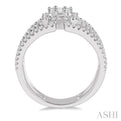 1 1/10 ctw Triple Ring Baguette & Round Cut Diamond Ring in 14K White Gold