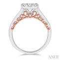 3/4 Ctw Round Cut Diamond Lovebright Ring in 14K White and Rose Gold