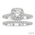 7/8 Ctw Diamond Wedding Set With 3/4 Ctw round Cut Engagement Ring and 1/6 Ctw Wedding Band in 14k White Gold