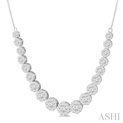 4 1/10 ctw Round Cut Diamond Lovebright Necklace in 14K White Gold