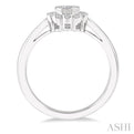 1/3 Ctw Flower Accent Rose Cut Diamond Ring in 14K White Gold