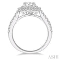 5/8 Ctw Square Shape Semi-Mount Round Cut Diamond Engagement Ring in 14K White Gold