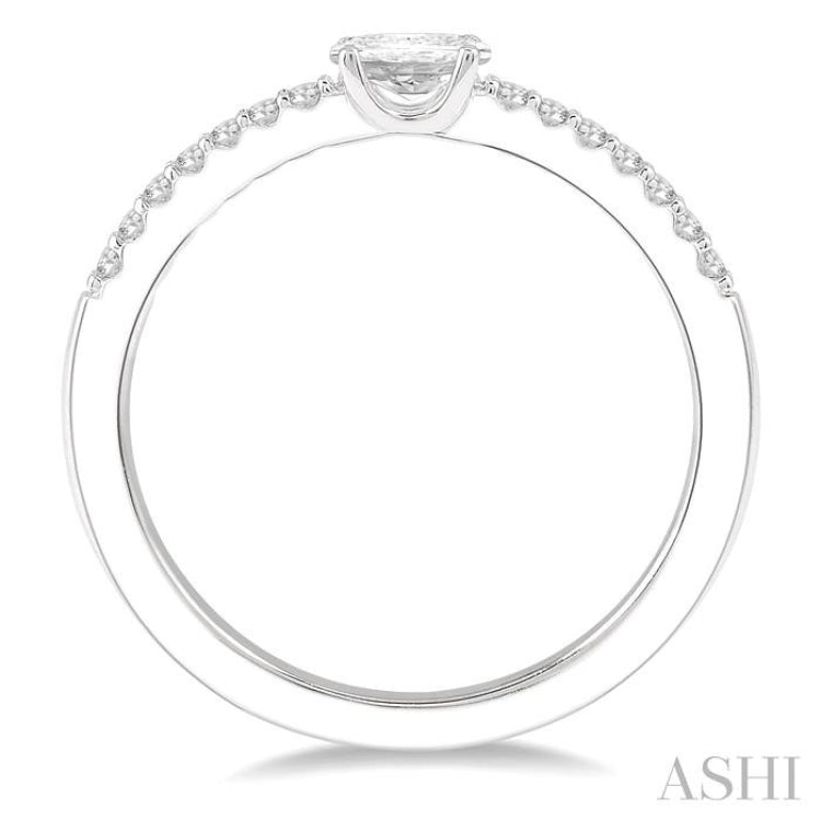 1/3 Ctw Oval Cut & Round Cut Diamond East West Ring in 14K White Gold