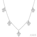1/6 Ctw Round Cut Diamond Fleur De Lis Station Necklace in 10K White Gold
