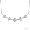 1/6 Ctw Floral Accent Round Cut Diamond Fashion Necklace in 10K White Gold