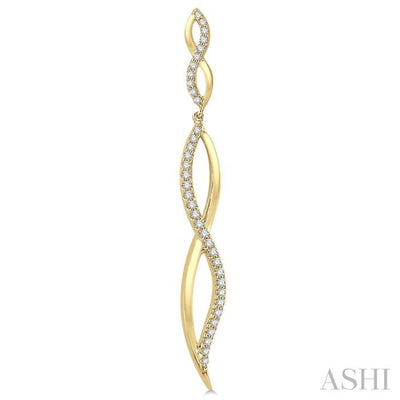 1/3 Ctw Climbing Stalk Round Cut Diamond Fashion Long Earrings in 14K Yellow Gold