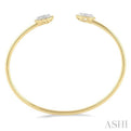 5/8 Ctw Oval Shape Lovebright Open Cuff Diamond Bangle in 14K Yellow and White Gold