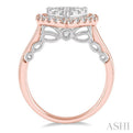 2 Ctw Pear Shape Lovebright Diamond Cluster Ring in 14K Rose and White Gold