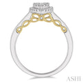 1/3 Ctw Pear Shape Lovebright Round Cut Diamond Ring in 14K White and Yellow Gold
