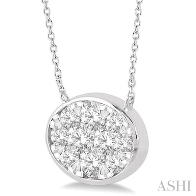 1 Ctw Oval Shape Lovebright Diamond Necklace in 14K White Gold