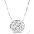 3/4 Ctw Oval Shape Lovebright Diamond Necklace in 14K White Gold