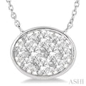 3/4 Ctw Oval Shape Lovebright Diamond Necklace in 14K White Gold