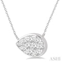 3/4 Ctw Pear Shape Lovebright Diamond Necklace in 14K White Gold