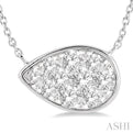 3/4 Ctw Pear Shape Lovebright Diamond Necklace in 14K White Gold