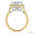 2 Ctw Round Diamond Lovebright Halo Engagement Ring in 14K Yellow and White Gold