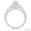 1/4 Ctw Oval Shape Semi-Mount Round Cut Diamond Engagement Ring in 14K White Gold