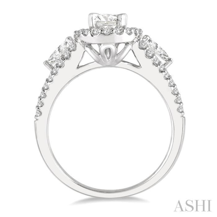 1 1/2 Ctw Oval Shape Diamond Engagement Ring in 14K White Gold