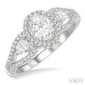 7/8 Ctw Oval Shape Diamond Engagement Ring in 14K White Gold