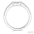 1/5 Ctw Arched Center Round Cut Diamond Wedding Band in 14K White Gold