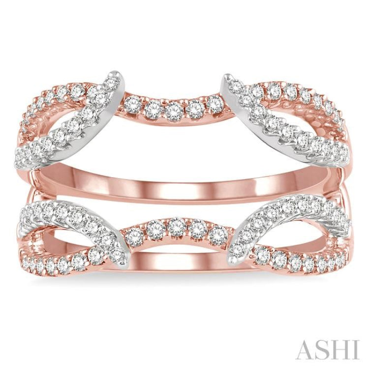 1/2 Ctw Branched Arched Center Diamond Insert Ring in 14K Rose and White Gold