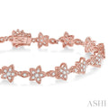 1 1/5 Ctw Flower and Marquise Link Diamond Bracelet in 14K Rose Gold