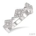 1/4 Ctw Triple Diamond Shape Mount Round Cut Diamond Fashion Band in 14K White Gold