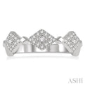 1/4 Ctw Triple Diamond Shape Mount Round Cut Diamond Fashion Band in 14K White Gold