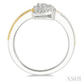 1/3 Ctw Pear Shape Open End Split Shank Lovebright Round Cut Diamond Ring in 14K White and Yellow Gold