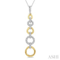 1/4 ctw Round Cut Diamond Two Tone Ringlet Link Pendant With Chain in 14K White and Yellow Gold