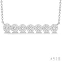 1/2 ctw Circular Mount Bar Lovebright Round Cut Diamond Necklace in 14K White Gold