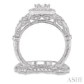 3/4 ctw Lattice Diamond Wedding Set With 3/4 ctw Baguette & Round Cut Diamond Engagement Ring and 1/10 ctw Wedding Band in 14K White Gold