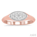 1/4 ctw Marquise Shape Lovebright Round Cut Diamond Ring in 14K Rose and White Gold