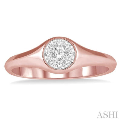 1/6 ctw Round Shape Lovebright Diamond Ring in 14K Rose and White Gold