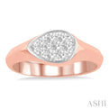 1/3 ctw Pear Shape Lovebright Diamond Ring in 14K Rose and White Gold