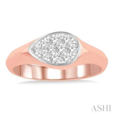 1/3 ctw Pear Shape Lovebright Diamond Ring in 14K Rose and White Gold