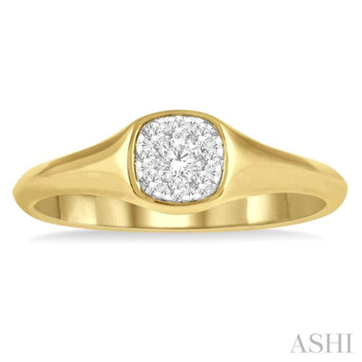 1/3 ctw Cushion Shape Lovebright Diamond Ring in 14K Yellow and White Gold