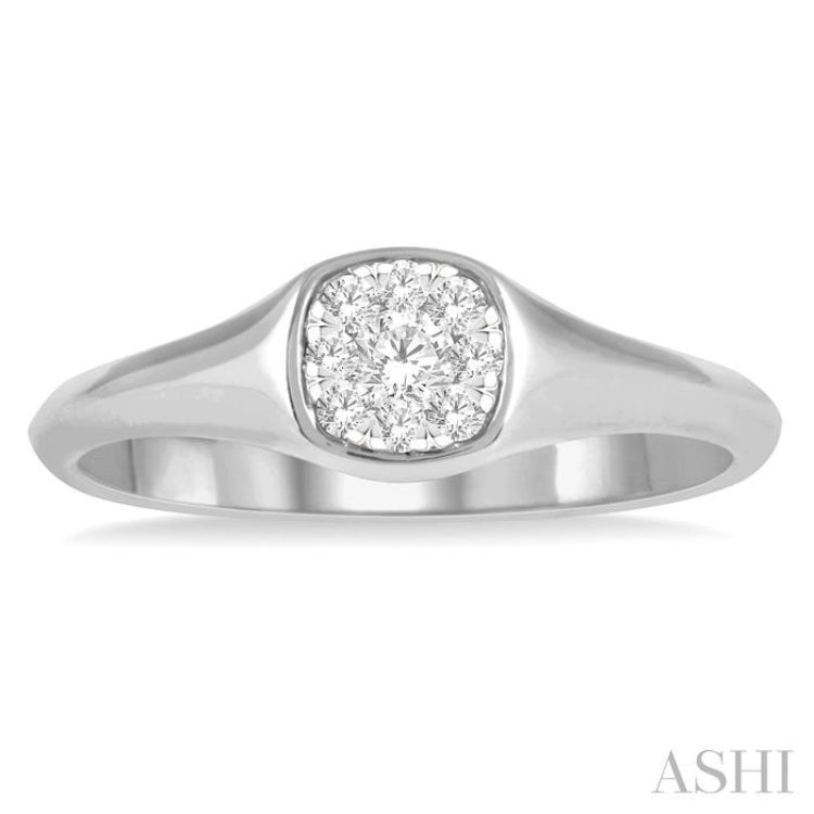 1/4 ctw Cushion Shape Lovebright Diamond Ring in 14K White Gold