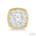 1/3 ctw Cushion Shape Round Cut Diamond Lovebright  Bezel Stud Earring in 14K Yellow and White Gold