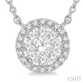 1 ctw Circular Round Cut Diamond Lovebright Necklace in 14K White Gold