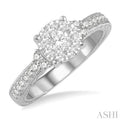 5/8 Ctw Round Shape Lovebright Diamond Cluster Ring in 14K White Gold