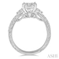 5/8 Ctw Round Shape Lovebright Diamond Cluster Ring in 14K White Gold