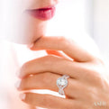3/4 ctw Oval 8x6MM Split Shank Round Cut Diamond Semi-Mount Engagement Ring in 14K Rose and White Gold